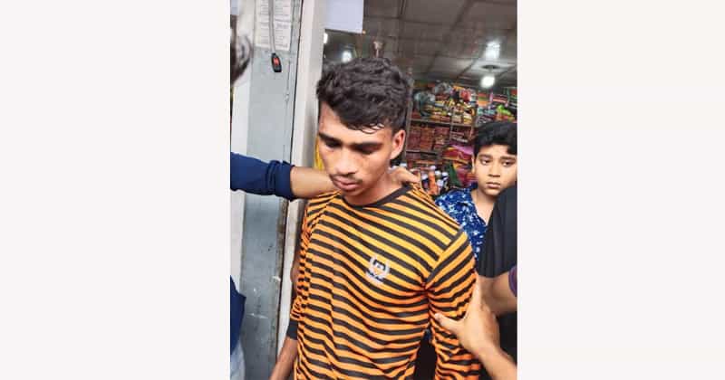 ছবিতে ছিনতাইকারী এবং মার্কেটের ছবি।