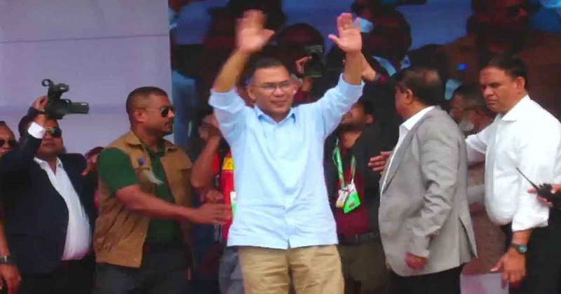 বরিশাল নগরীর ঐতিহাসিক বেলস পার্ক ময়দানে তারেক রহমান।
