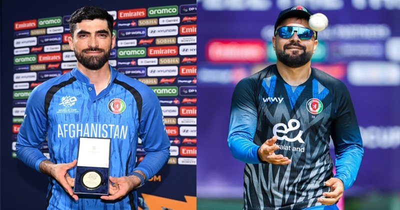 আফগনিস্তানের ওপেনার ইব্রাহিম জাদরান (বাঁয়ে) এবং রশিদ খান-ফাইল ছবি