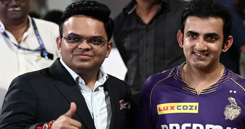 বিসিসিআইয়ের সাবেক সচিব জয় শাহ ও ভারতের প্রধান কোচ গৌতম গম্ভীর-ফাইল ছবি