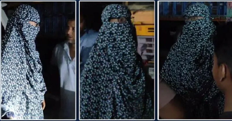 বোরকা পরে নারী সেজে ফিলিং স্টেশনে তেল নিতে আসা যুবক
