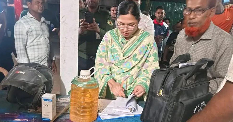 ডোমারে অবৈধভাবে তেল বিক্রির দায়ে মোটরসাইকেল আরোহীকে জরিমানা