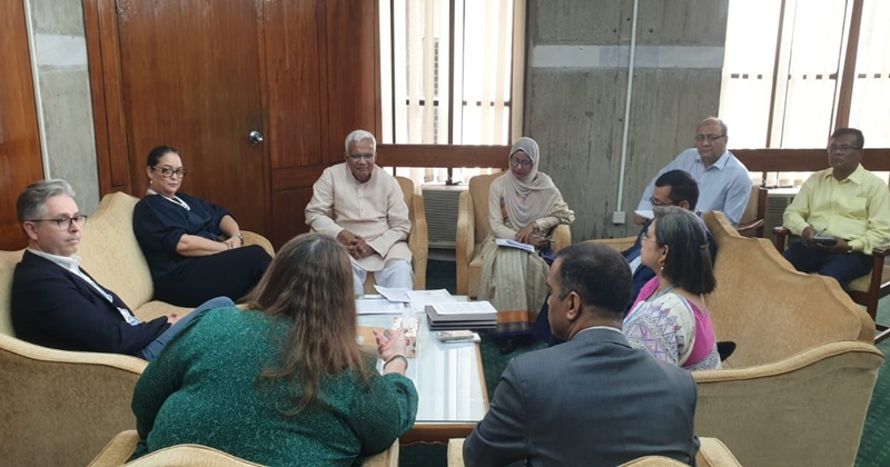 সমাজকল্যাণ এবং মহিলা ও শিশু বিষয়ক মন্ত্রী অধ্যাপক ডাঃ এ জেড এম জাহিদ হোসেনের সঙ্গে জাতিসংঘের বিশ্ব খাদ্য কর্মসূচি (ওয়ার্ল্ড ফুড প্রোগ্রাম-ডব্লিউএফপি)-এর একটি উচ্চপর্যায়ের পাঁচ সদস্যবিশিষ্ট প্রতিনিধি দল সৌজন্য সাক্ষাৎ
