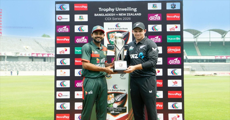 বাংলাদেশ ও নিউজিল্যান্ডের অধিনায়ক মেহেদী হাসান মিরাজ ও টম ল্যাথাম