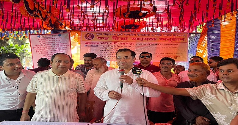 নান্দাইলে পূজামণ্ডপ পরিদর্শনে প্রতিমন্ত্রী