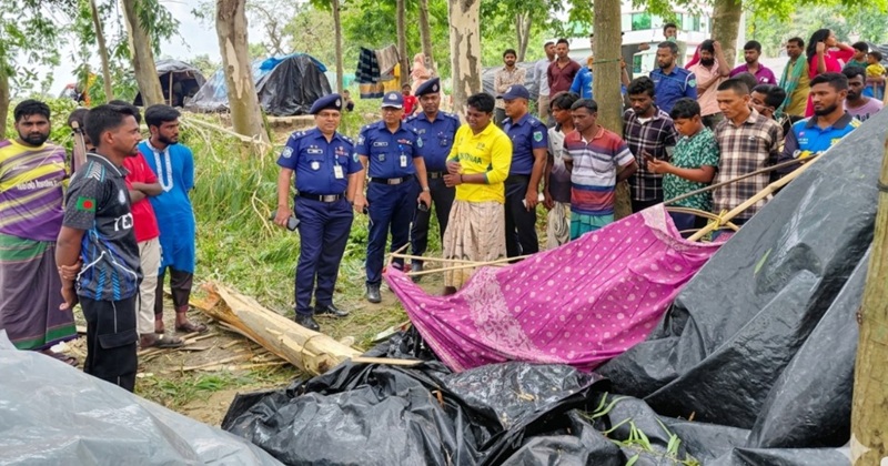 আত্রাইয়ে ঝড়ে গাছ পড়ে অন্তঃসত্ত্বা গৃহবধূর মৃত্যু: পরিদর্শনে এসপি তারিকুল ইসলাম