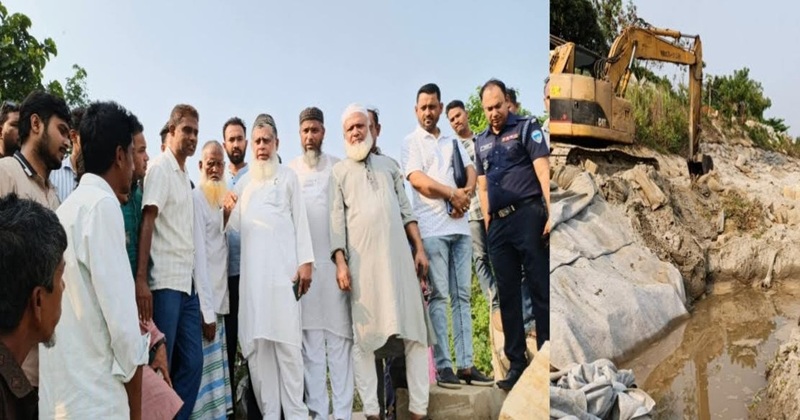 পাউবোর কাজে অনিয়ম দেখে কাজ বন্ধের নির্দেশ দিলেন এমপি জালাল উদ্দীন