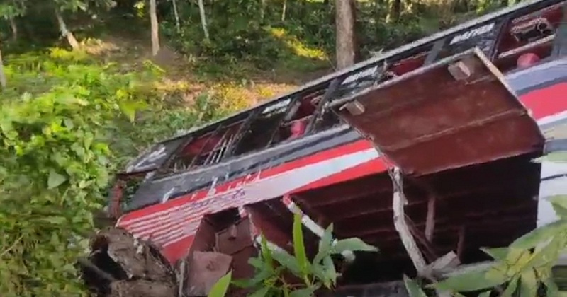 বাস নিয়ন্ত্রণ হারিয়ে খাদে