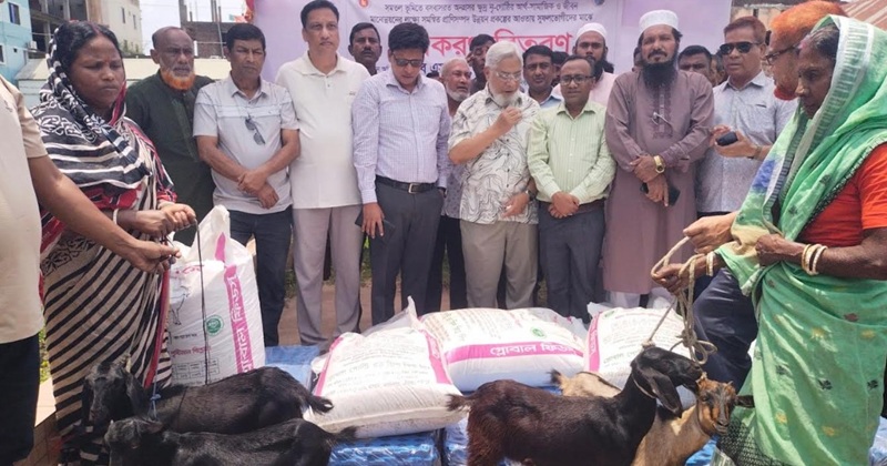 মাধবপুরে চা-শ্রমিক পরিবারের মধ্যে উপকরণসহ ছাগল বিতরণ