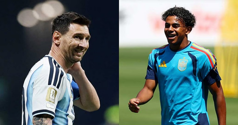 লিওনেল মেসি ও লামিন ইয়ামাল।