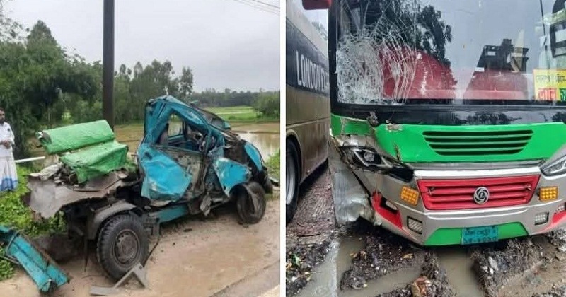 বাস-লেগুনার মুখোমুখি সংঘর্ষ