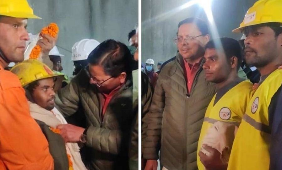 সুড়ঙ্গ থেকে একে একে বেরিয়ে আসছেন শ্রমিকরা