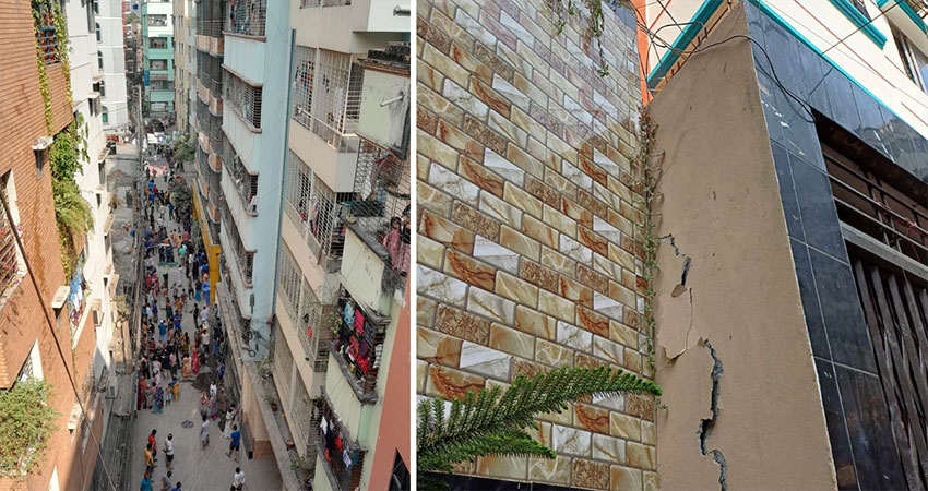 রাজধানীর কয়েকটি এলাকার বহুতল ভবনে দেখা দেয় ফাটল